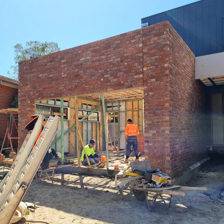 Brick Garage attached to Modular Home